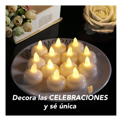 Luz De Te Velas Led Flotantes 12 Piezas Color Cálido