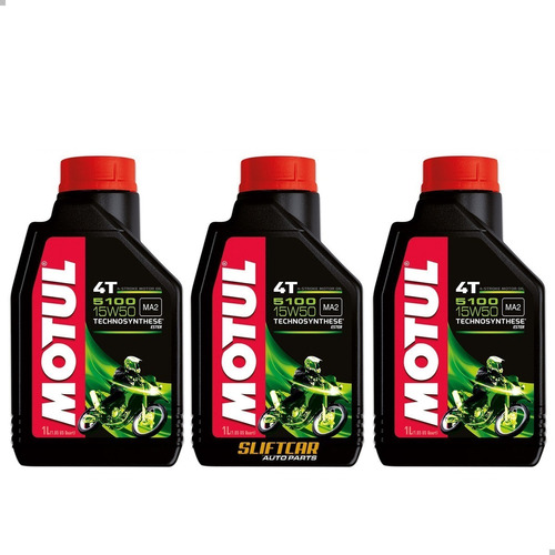 Kit C/3 Óleo Motor Motul 5100 15w50 Moto 4t  Semi-sintético