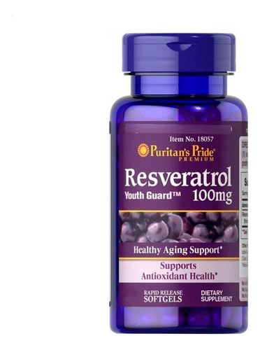 Cápsula blanda de resveratrol 100 mg 120 Puritans Pride, importada