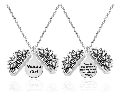 Feelmem Nanas Girl Colgante De Girasol Collar Para Nieta Nan