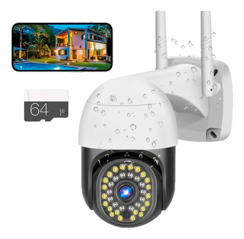 Camara Ptz Exterior Robotica Wifi Resiste Al Sol + Sd 64gb