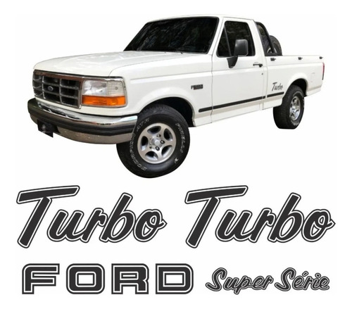 Kit Emblema Adesivo Ford F1000 Turbo Super Série Em Preto