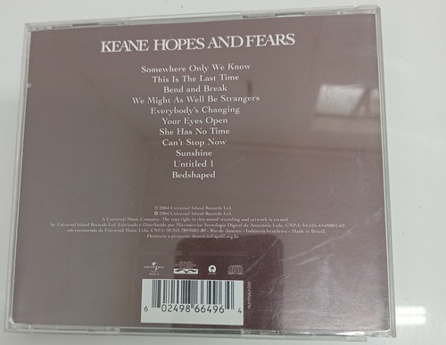 Cd Keane _ Hopes And Fears ( Em Bom Estado ) Usado Estandar (Usado)