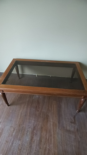 Mesa Ratona Living Vidrio Y Madera