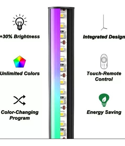 Lámpara Conexion Usb De Pie Luces Led Rgb Control Remoto