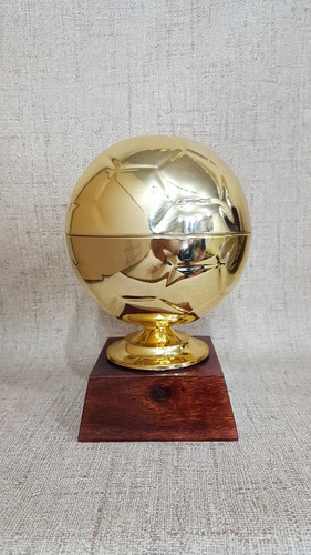 Trofeo Balón De Oro Metálico Pelota Fútbol Handball 21cm 