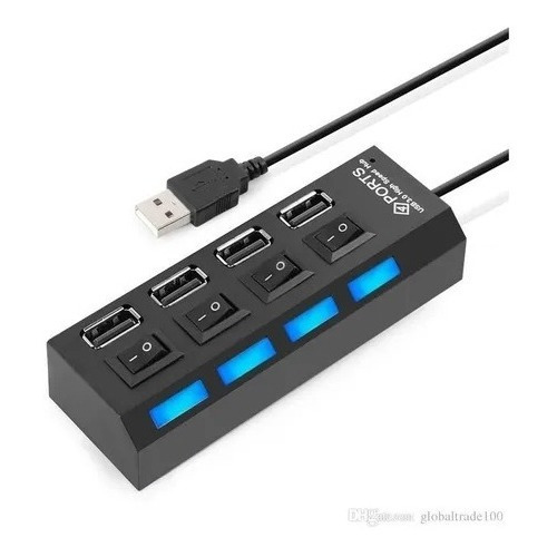 Hub Usb Multiplicador 4 Puertos Usb Luz Led Pc Notebook Full