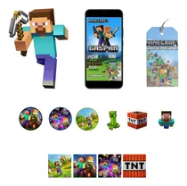 Comprar Kit Minecraft 10 Deco Cumple Banderin + Tarjeta - Marvez