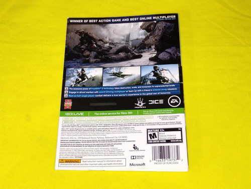 Battlefield 3 Xbox 360 Portada Original *sin Juego* (Usado)