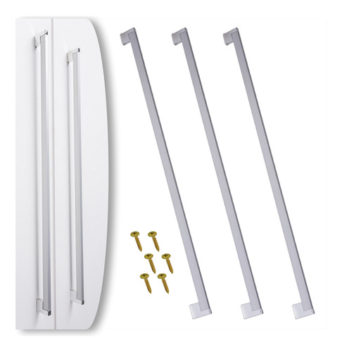 3x Puxador Slim 576mm Alumínio Móveis Gaveta Roupeiro Porta
