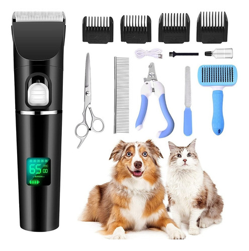 Kit Maquina Cortar Pelo Perro Mascota Accesorios Profesional Color Negra