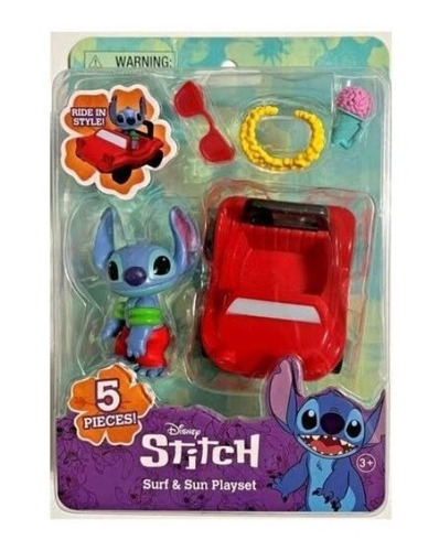 Figura De Stich Surf & Sun Playset Con 4 Accesorios Original