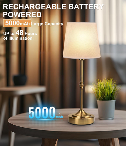 Lámpara De Mesa Inalámbrica Led Recargable, Funciona Con Bat