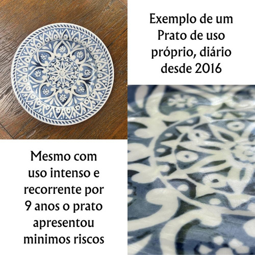 Kit 12 Pratos Sobremesa Melamina Dura Vida Toda Resistente