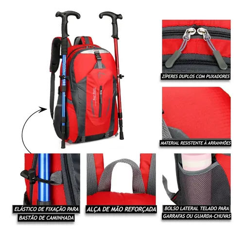 Mochila Resistente Montanhismo Impermeável De 40 Litros CB A2040