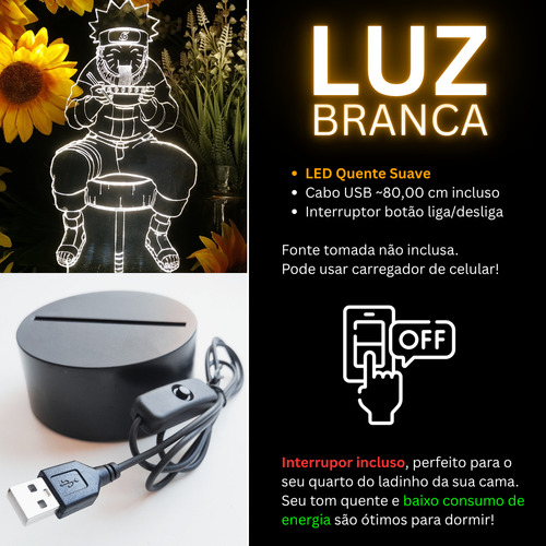 Luminária De Mesa Led Infantil Decoração Nerd Naruto Comida