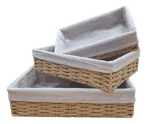 Comprar Set De 3 Cestos Decoración Hogar Adorno En Fibra Natural