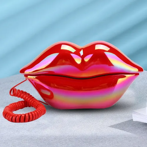Teléfono De Broma Con Lengua Grande Y Labios Rojos - Mini Teléfono Con Cable Decorativo Para Escritorio O Dormitorio