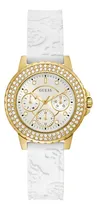 Comprar Reloj Guess Athena Dama Mujer Correa Resistente Agua Watch Color de la correa Blanco Color del bisel Negro Color del fondo Champagne