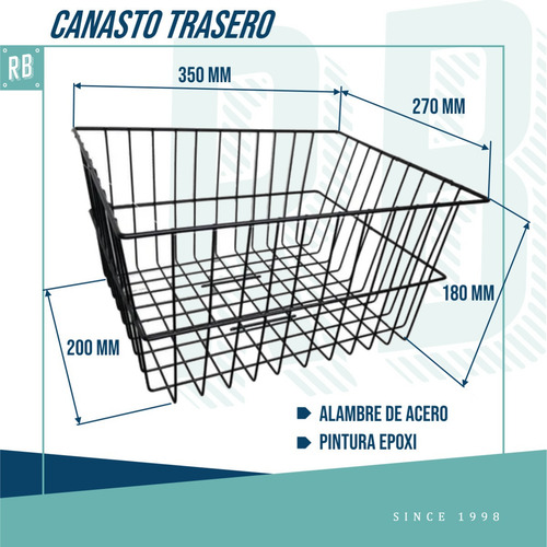 Canasto Trasero De Acero Grande Para Bicicleta 37 x 28 cm Reforzado Negro Ideal Para Portaequipaje Carga Diaria Urbano Compra Paseo Fácil Colocación Resistente Espacioso Duradero
