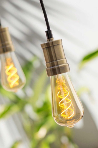 Imagen 2 de 7 de Lampara Led Gold + Portalampara Metalico + 1m Cable Textil