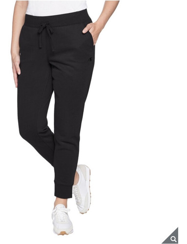 Pants Jogger Champion Original Logo Mujer Ajustable Negro 01