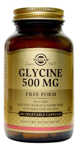 Solgar Glicina 500 Mg 100 Capsulas Veganas Glycine Sabor Sin Sabor