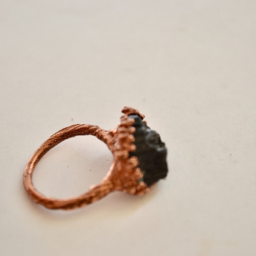 Imagen 2 de 8 de Anillo Turmalina Negra, Cobre, Piedra De Proteccion