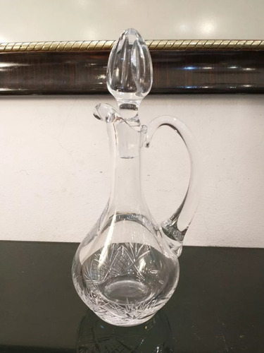 Antigua Aceitera Vinagrera De Cristal Tallado
