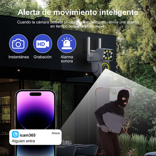 Cámara De Seguridad Wifi Exterior 8mp Alarma Con Doble Lente Cámara De Vigilancia Inalambricas Doble Pantalla Con Led