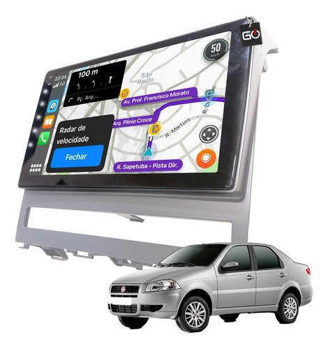 Multimidia Android 2+32gb Siena 06/11 Gps Carplay Kit Pronto