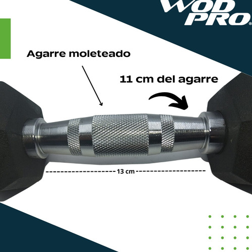 Mancuerna Hexagonal Wod Pro 60 Lb Cromada Moleteada Color Cromado