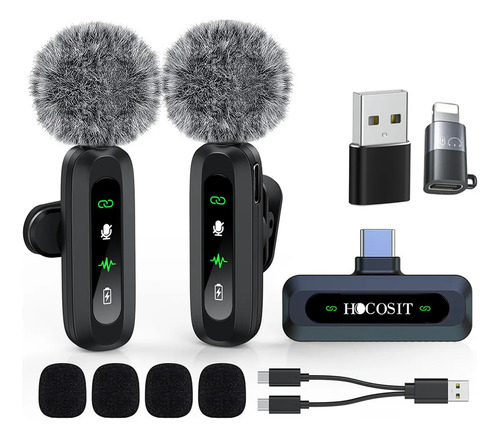 Micrófono Lavalier Inalámbrico HOCOSIT J3 para iPhone y Android con Cancelación de Ruido