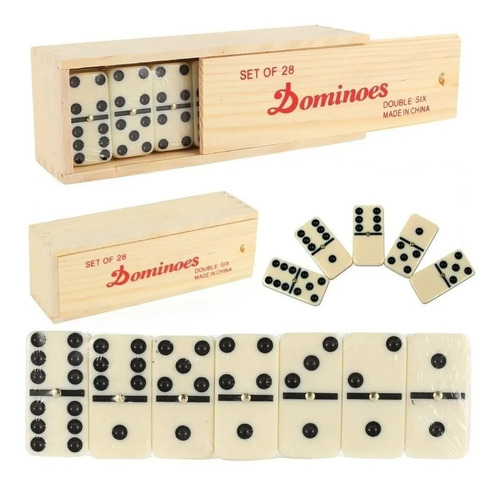 Domino Juego Domino Con Caja Madera 9mm 28pcs Juego Domino