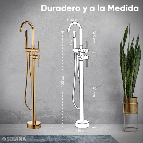 Solana Kit Bañera Ovalada 180x90 Cm Con Desnivel De Acrílico Solido + Grifo Independiente Monomando Cuello Cisne Gold / Kit Completo Bañera Acrílico De Alto Brillo y Grifo de Acero Inoxidable