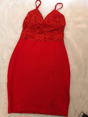 Vestido Curto Feminino Renda E Fenda De Alcinha Vermelho Top