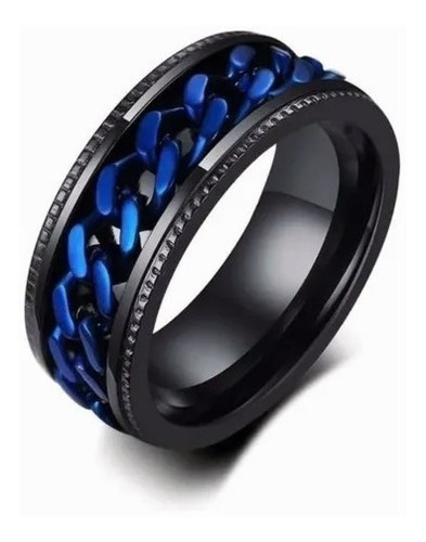Anillo Con Cadena Giratoria Joyería Para Hombre Y Mujer