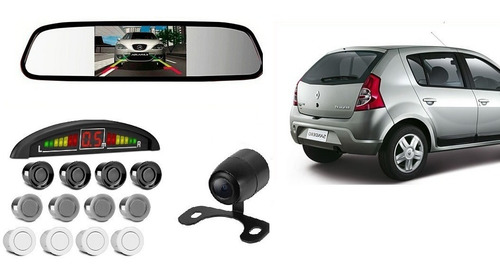 Retrovisor Com Tela Camera Ré Sensor Estacionamento Sandero