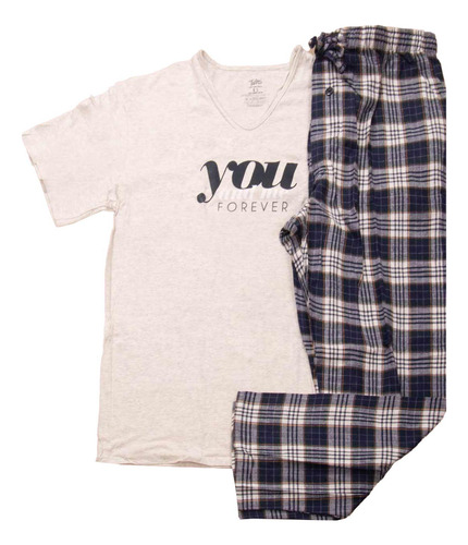Pijama De Invierno Hombre 100% Algodón Franela Twins Jhe