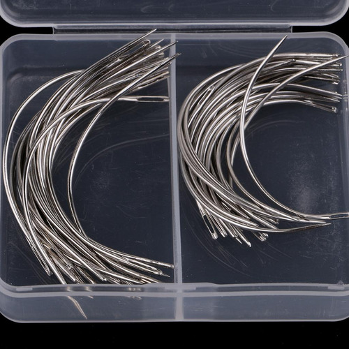 2 X 50 Agujas Curvas Para Tejer / Coser El Cabello Para La
