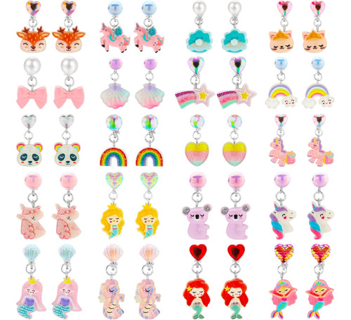 Newitin 20 Pares De Pendientes De Clip Para Niñas, Lindos De