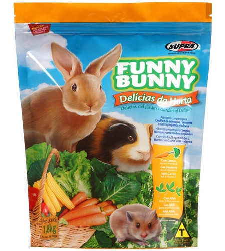 Ração P/ Coelho Funny Bunny 6 Kls Supra (12x Pçt 500g)