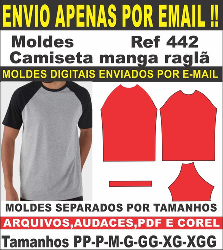 Imagem 1 de 2 de Moldes Camiseta Manga Raglan Masculina