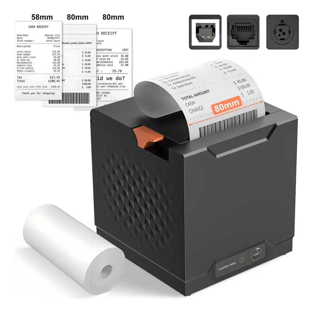 Impresora Térmica Easytime 80mm para Tickets con Auto-Corte y Conexión Ethernet USB
