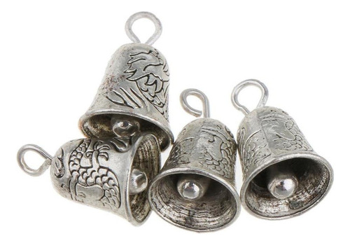 10 Piezas Colgante De Forma Campana Color Plata Antigua Para