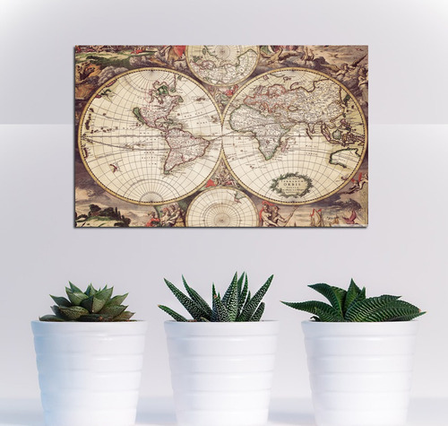 Vinilo Decorativo 20x30cm Mapa Mundo Estilo Antiguo