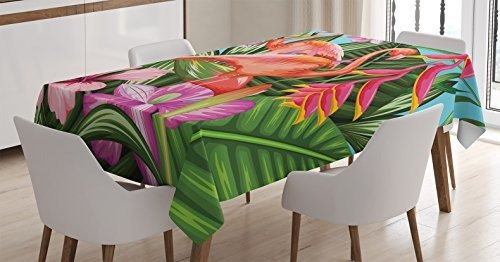 Ambesonne Flamingo Tablecloth, Ilustración De Fbw8c