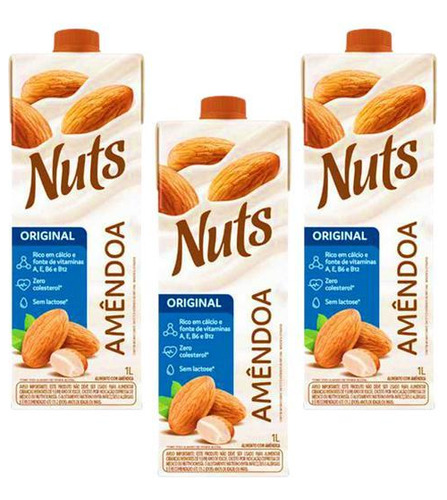 Kit Com 3 Bebidas Amendoa Nuts Original 1l