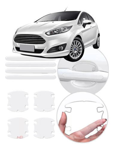 Kit 8 Adesivos Protetor Resinado Maçaneta Ford New Fiesta