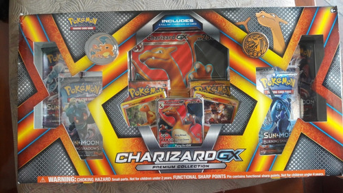 Box Pokemon Gx Charizard Gx Premium! Carta Gigante Sol E Lua